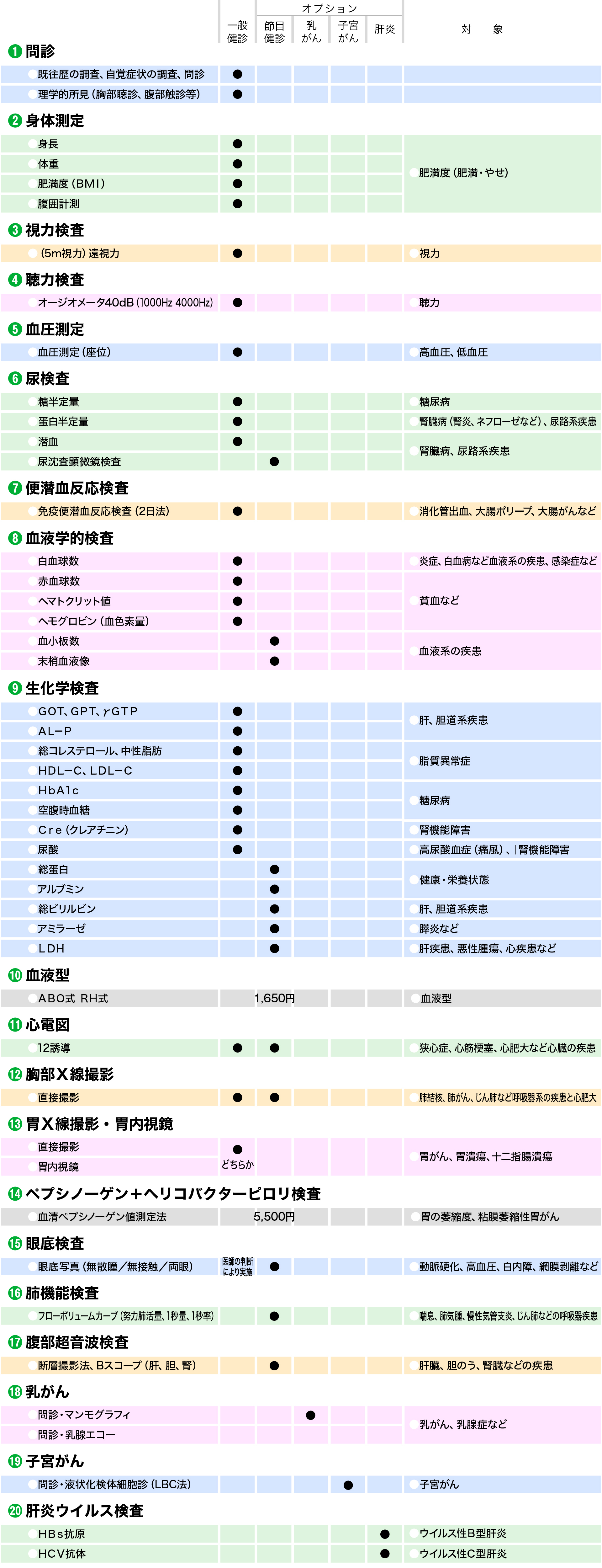 協会けんぽオプション検査項目